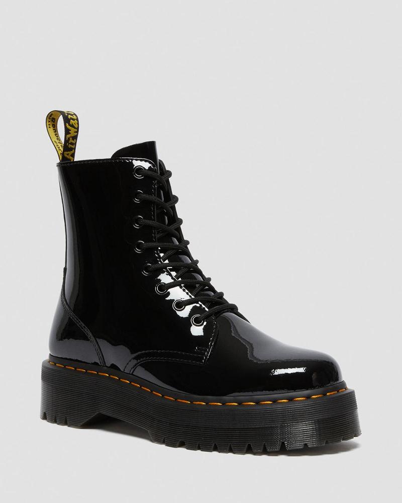 Men\'s Dr Martens Jadon Patent Leather Platform Boots Black | AU 556EBC